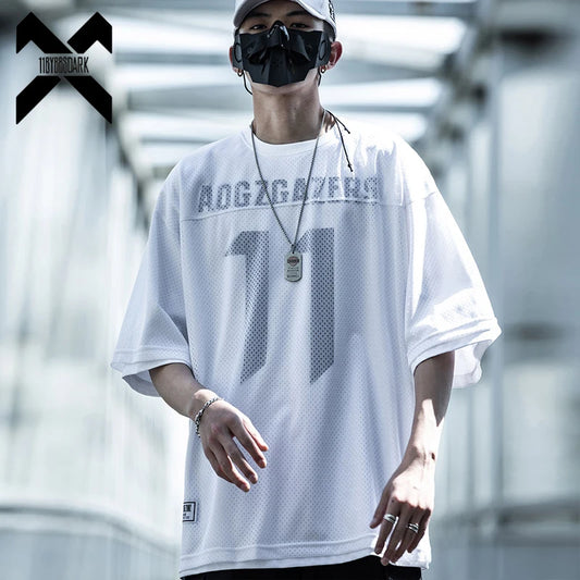 2025 Men Hip Hop T-Shirt Streetwear Fake two Pieces Sports T Shirt 11 Printed Tshirt Harajuku Loose Tops Tees