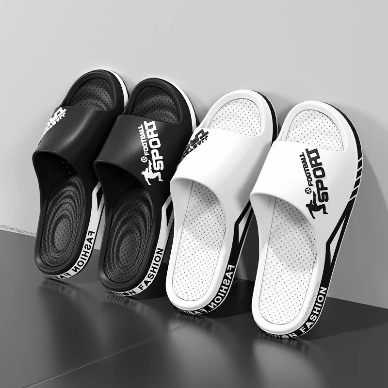 2025 new men's slippers summer PVC men's soft slippers outdoor sports thick anti slip cool slippers beach bathroom home sandals
