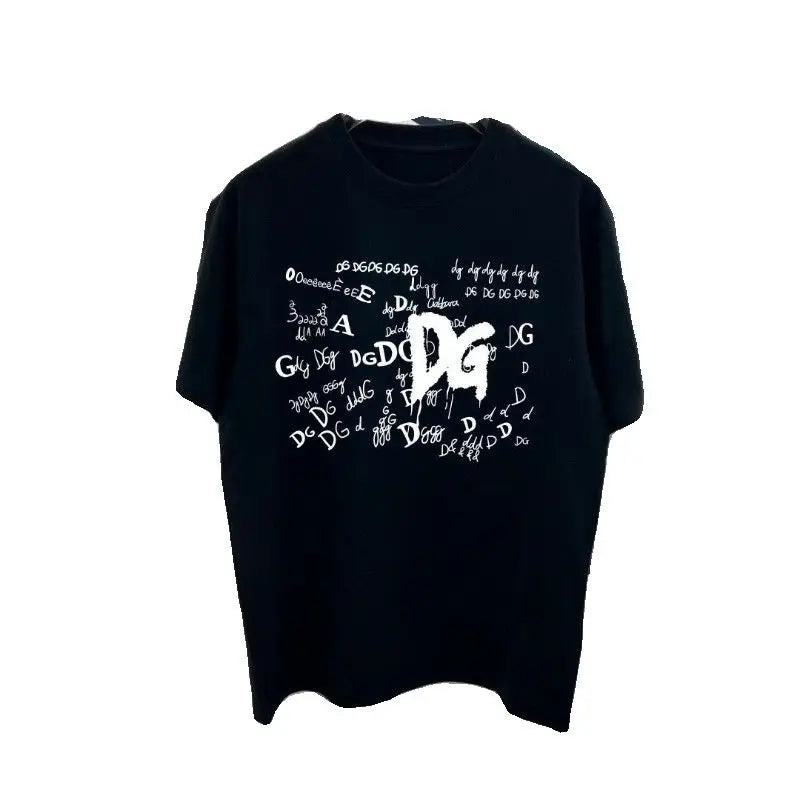 2025 Summer New Product Men's Letter Printing Tide Brand Pure Cotton Round Neck Short Sleeve T-shirt Men's Short Sleeve