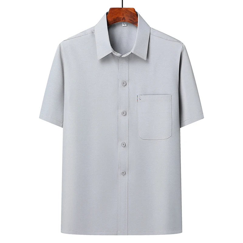 (Top + Pants) Summer Leisure All Match Middle-aged and Old Dad Men Fashion Trend Grandpa Loose Lapel Half-sleeve Shirt Set